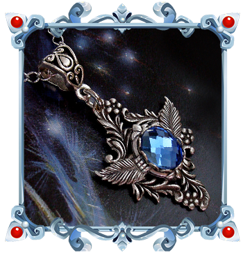 floral elven necklace with night blue stone