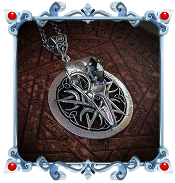 Gothic Necklace Pentacle Bird Skull